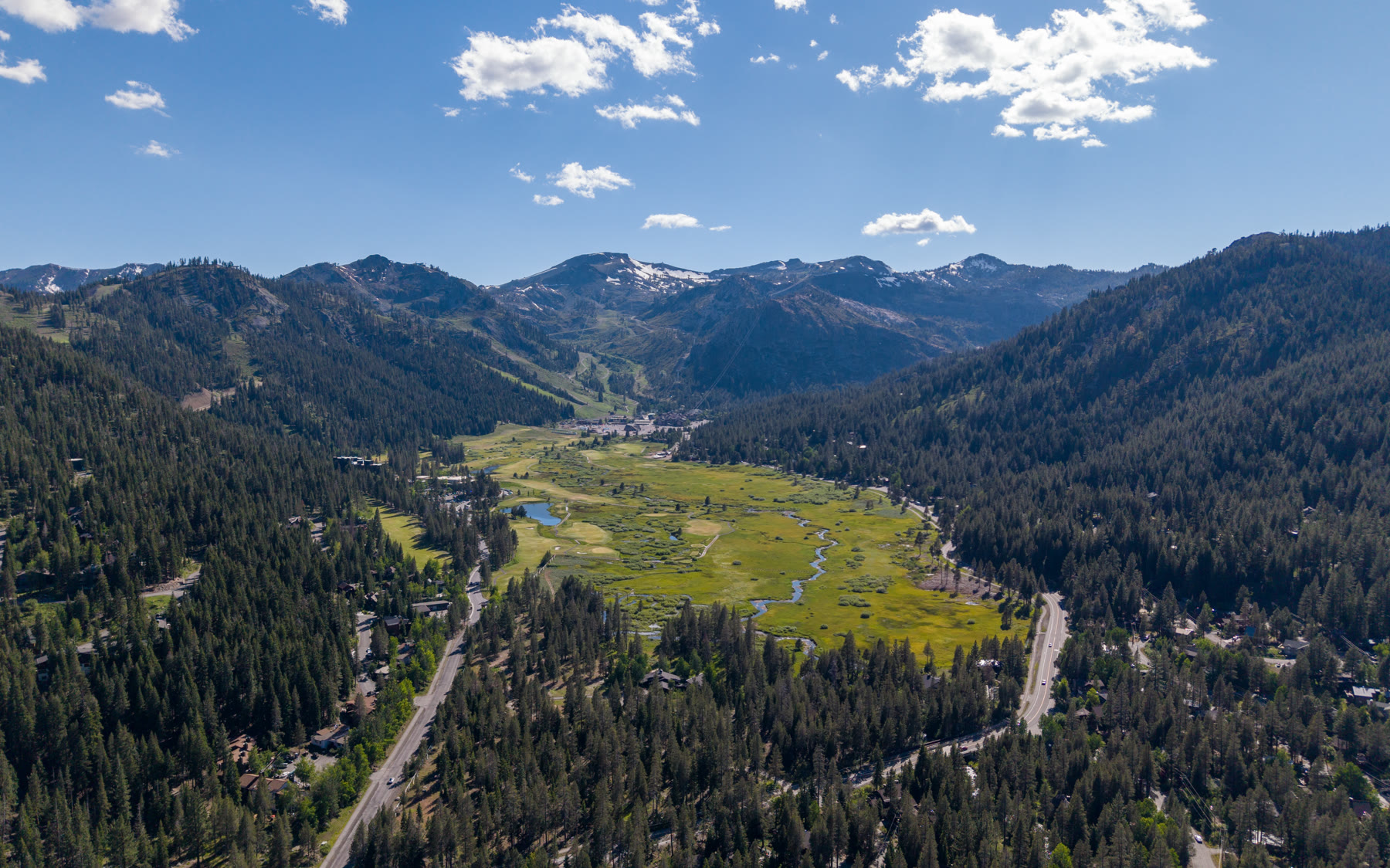 Aerial view of Olympic Valley and Palisades Tahoe